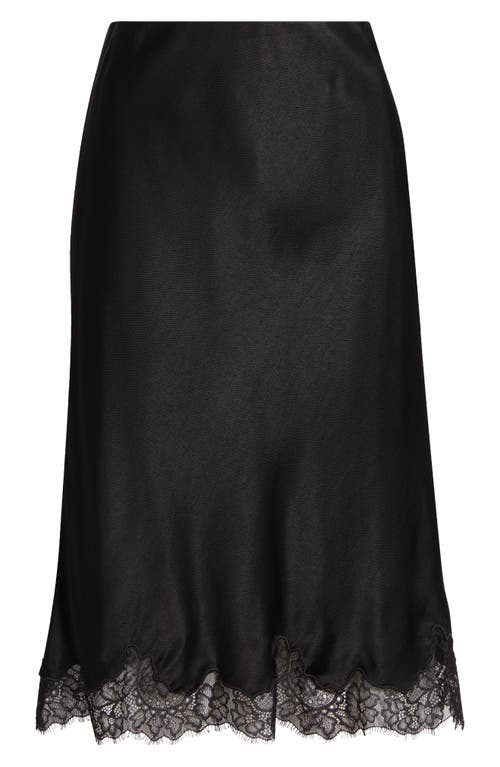 Nordstrom Lace Trim Bias Cut Midi Skirt In Black