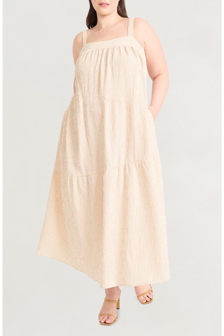Sleeveless Tiered Maxi Dress, Main, color, IVORY/ RED