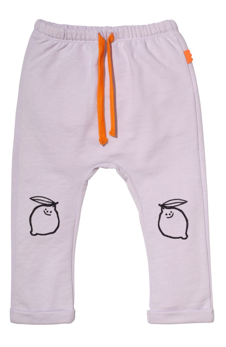 Mon Coeur Embroidered Cotton Pants, Main, color, Lavender Fog