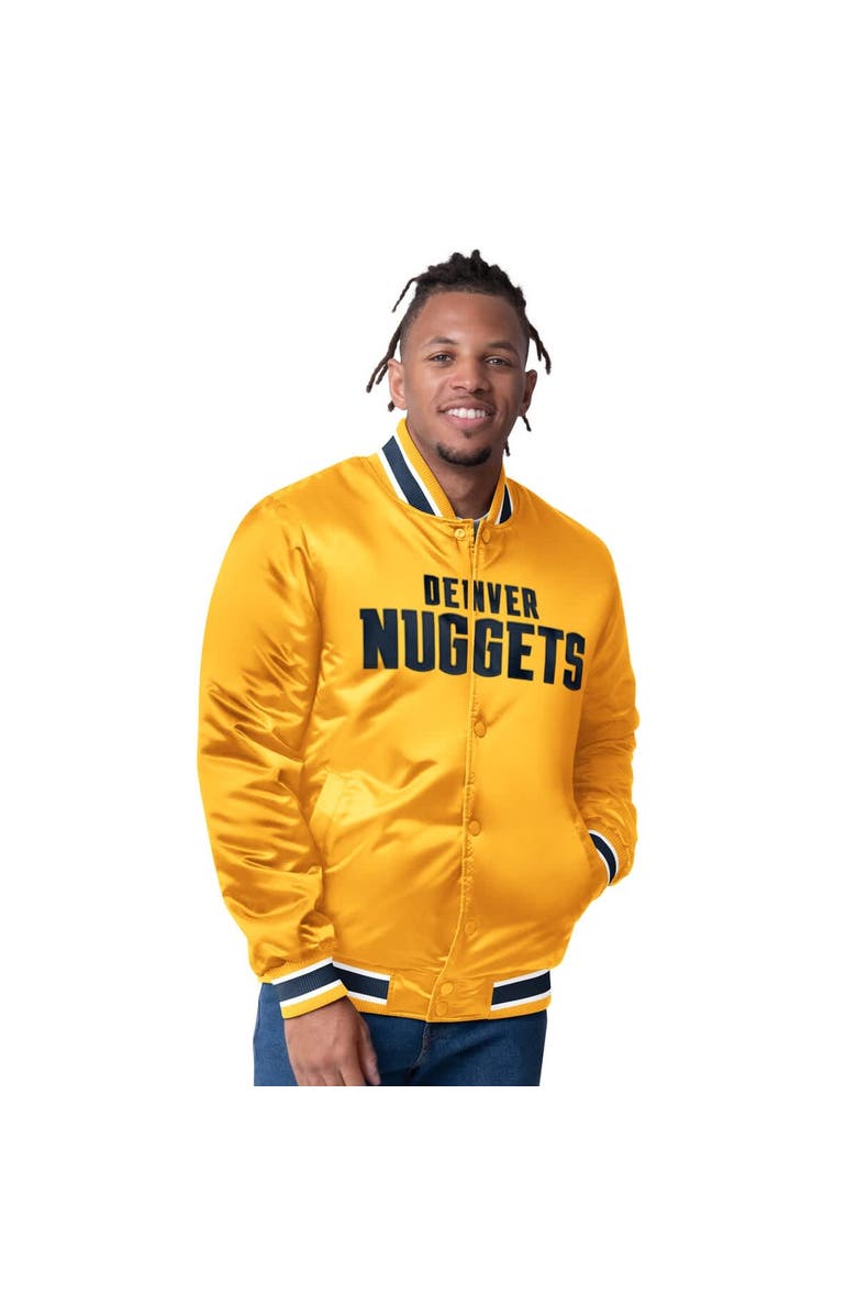 STARTER Men's Starter  Yellow Denver Nuggets Reversible Satin Full-Snap Varsity Jacket, Alternate, color, Yellow