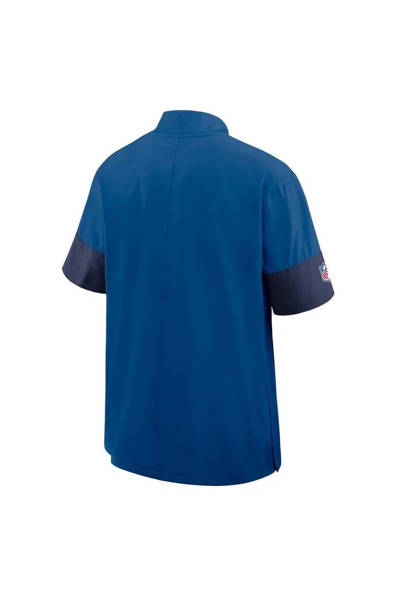 Men's Nike Royal Indianapolis Colts Sideline Short Sleeve Quarter-Zip Performance Coach Jacket, Alternate, color, Royal