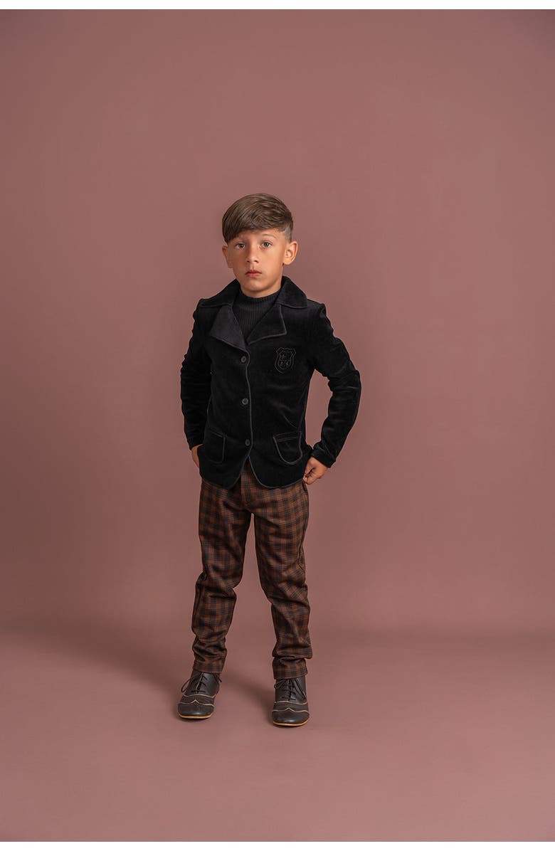 Space Grey Crest Long Sleeve Velour Jacket, Alternate, color, Black