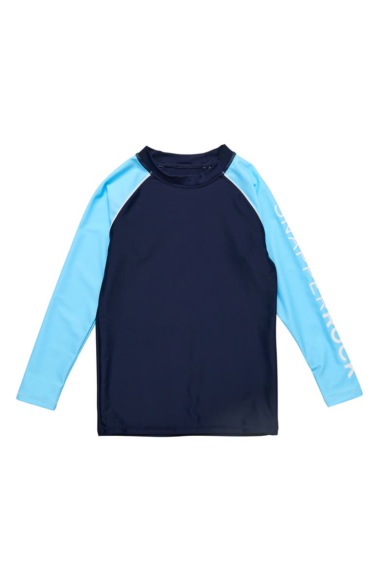 Snapper Rock Kids' Colorblock Long Sleeve Rashguard Top, Main, color, Blue