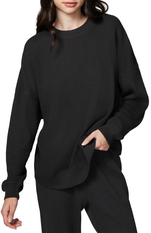 Shop Florence By Mills Ovesize Crewneck Thermal Sweatshirt In Black