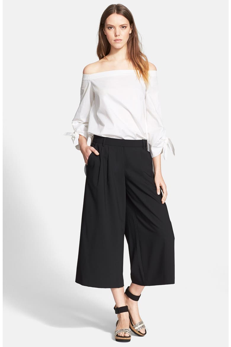 Off the Shoulder Cotton Poplin Tunic, Alternate, color, WHITE/ WHITE