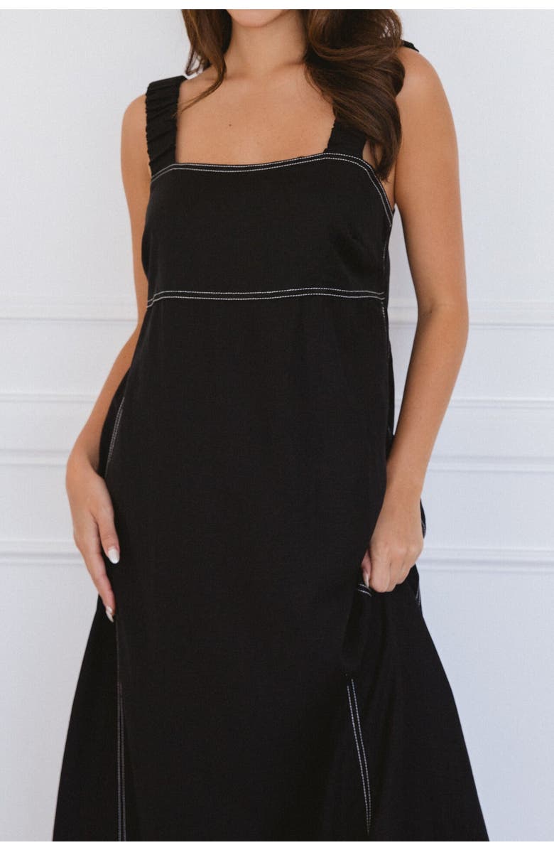 Studibaker Hawk Stitched Up Maxi Dress, Alternate, color, Black