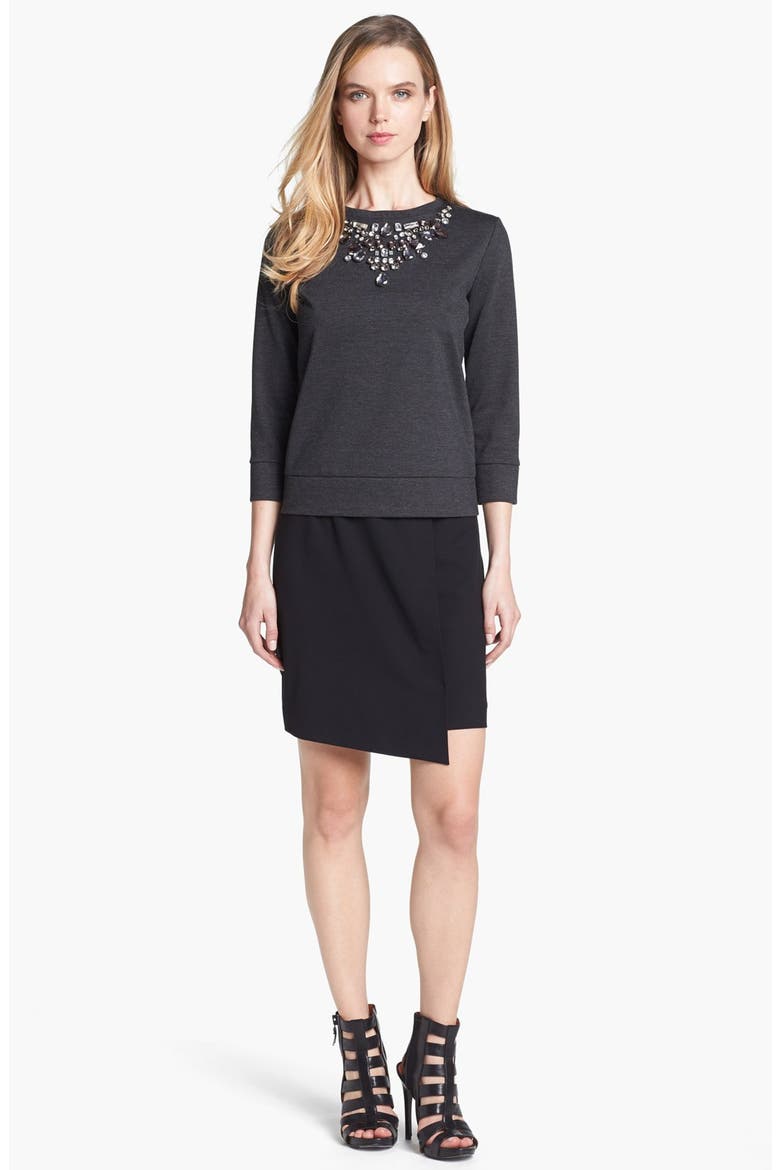Ponte Knit Top, Main, color, DARK HEATHER GREY