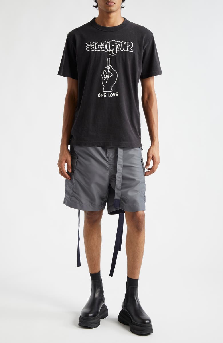 Sacai Nylon Twill Cargo Shorts, Alternate, color, Gray