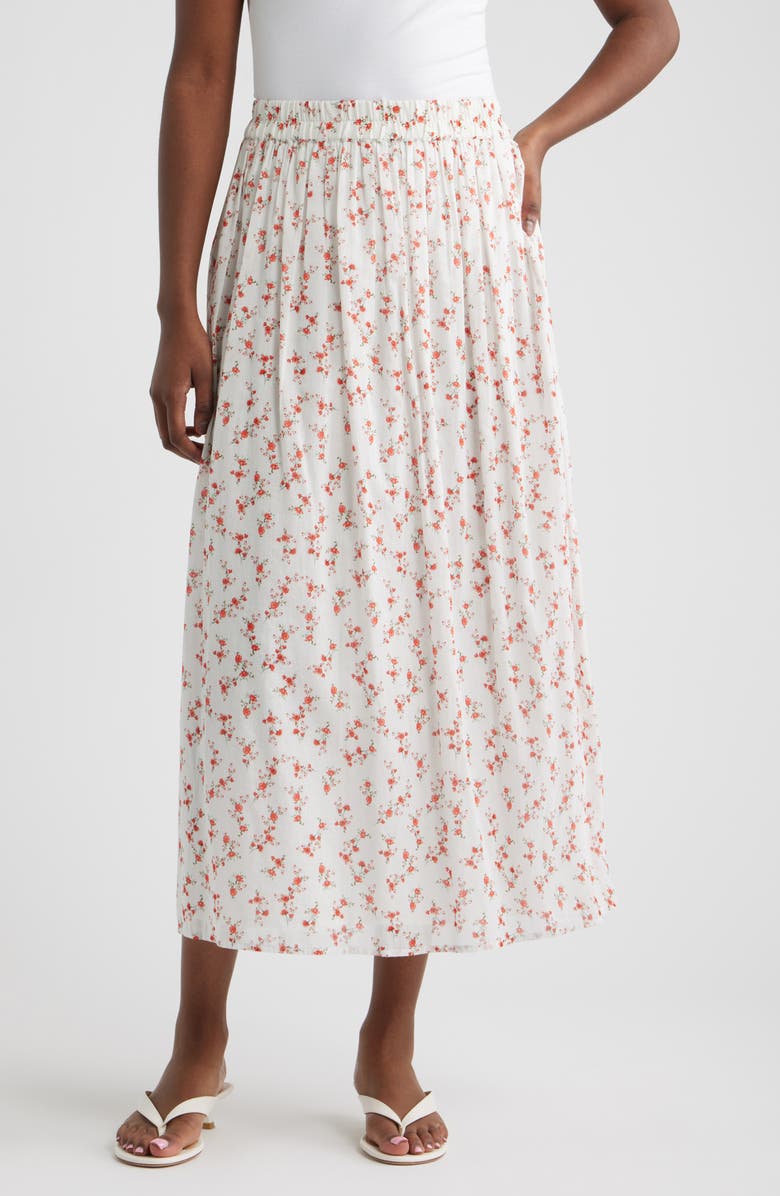 Rails Dax Floral Cotton Midi Skirt, Main, color, Rouge Romantic