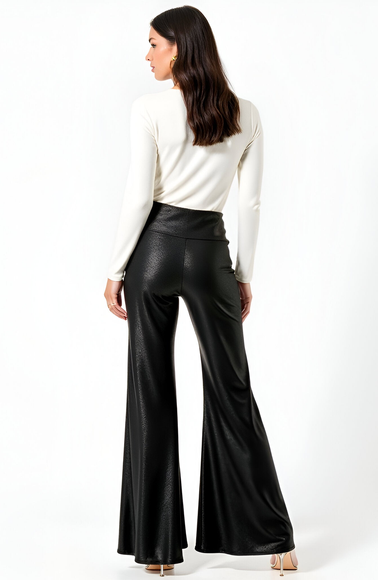 Modenaire High Waist Wide-Leg Pants with Flared Silhouette, Alternate, color, Black