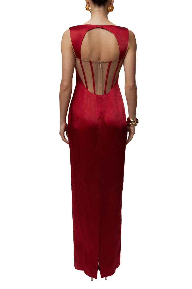 Amour Satin Maxi Dress, Alternate, color, Red