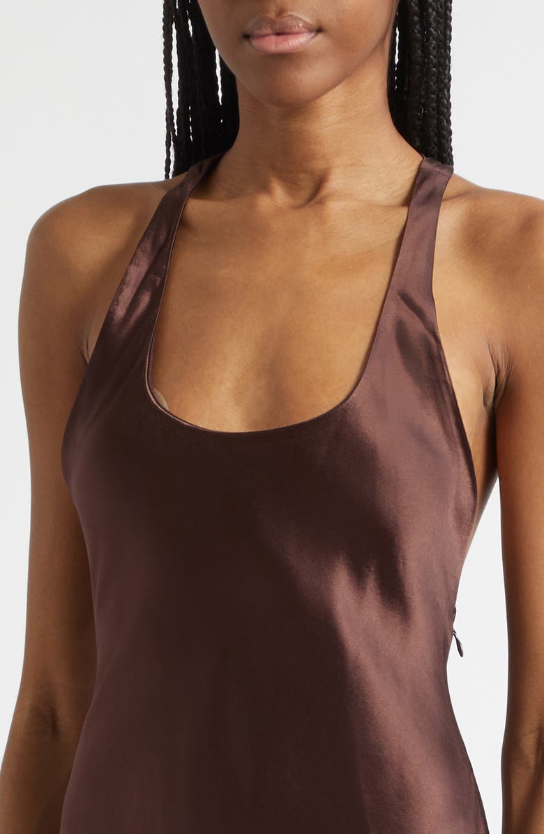 STAUD Juanita Racerback Satin Gown, Alternate, color, Earth