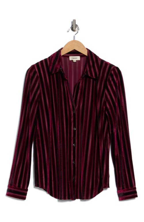 L Agence L'agence Laurent Velvet Stripe Button-up Blouse