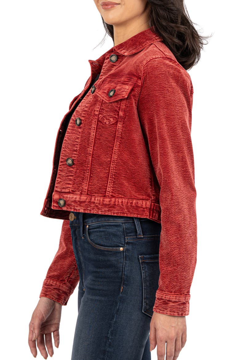 Julie Corduroy Crop Jacket, Alternate, color, RED
