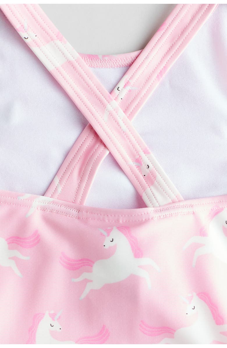 H&M Frill-trim Swimsuit, Alternate, color, Pink/Unicorns