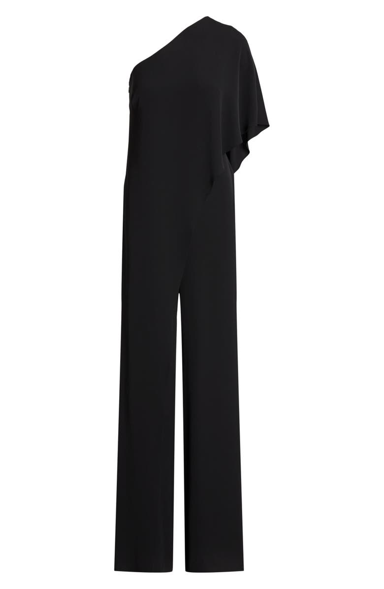 Lauren Ralph Lauren April One-Shoulder Georgette Jumpsuit, Alternate, color, Black