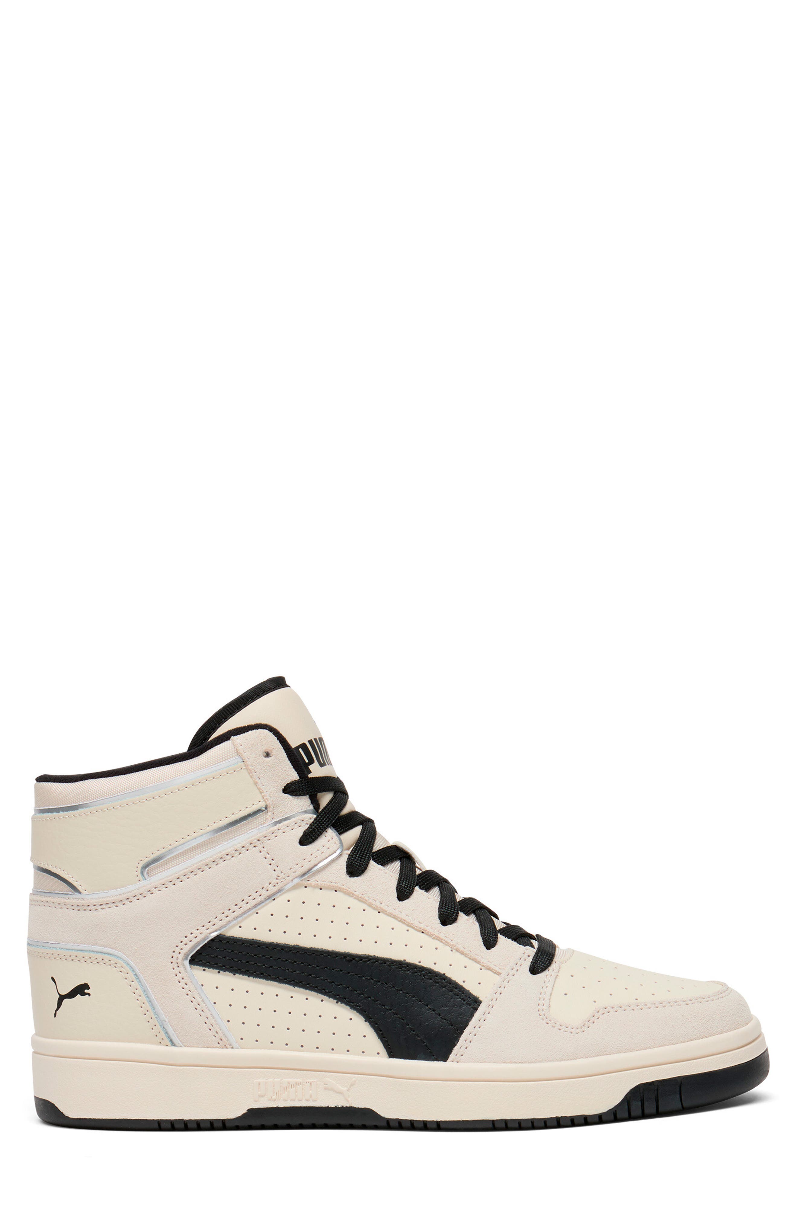PUMA Rebound Layup High Top Sneaker, Alternate, color, Alpine Snow-Puma Black- Silver