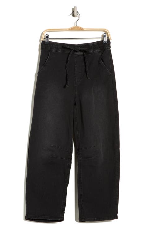 Barrel Leg Jeans (Washed Black)