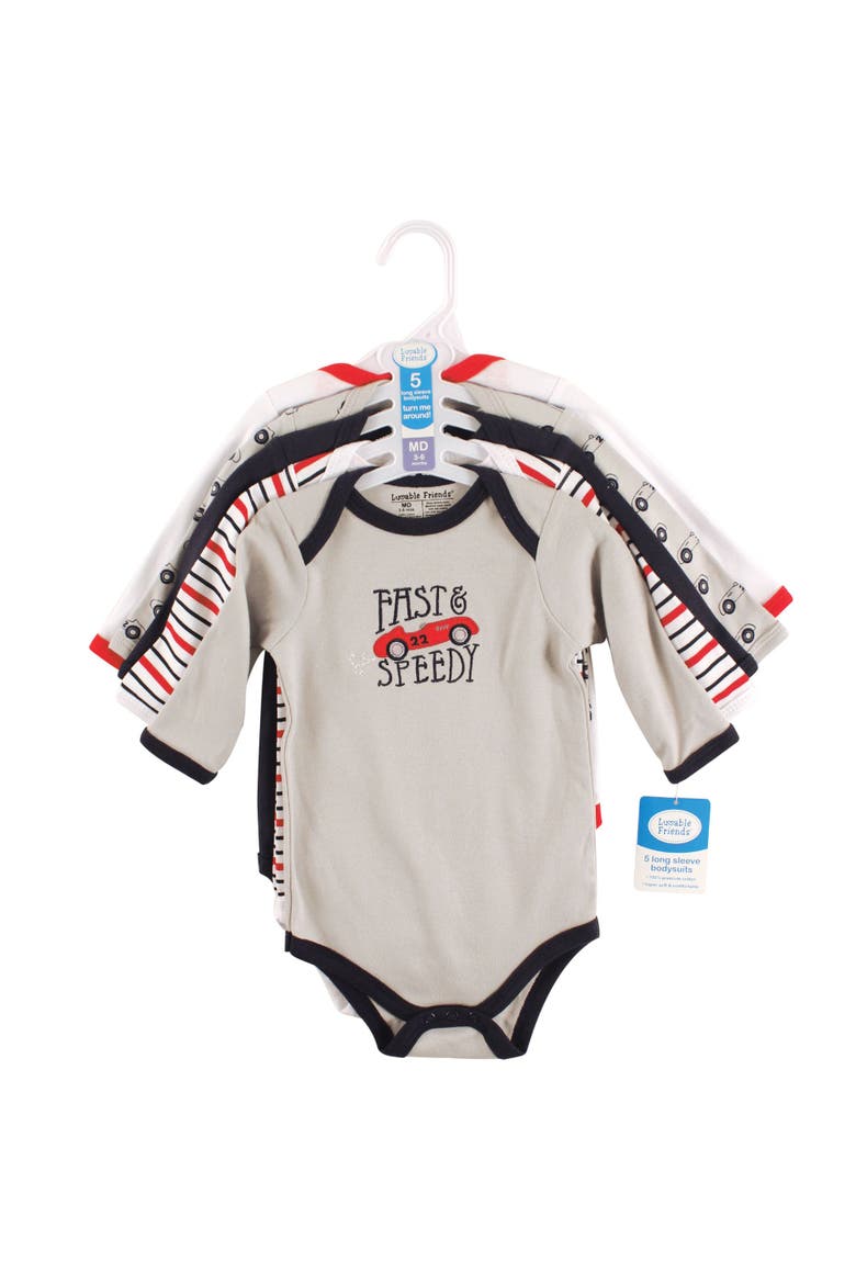 Cotton Long-Sleeve Bodysuits, Alternate, color, Speedy