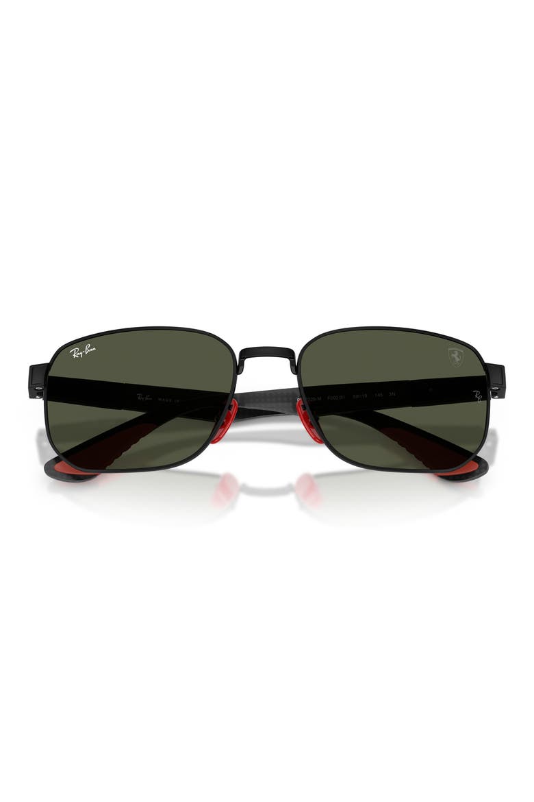 59mm Ferrari Irregular Sunglasses, Alternate, color, MATTE BLACK / GREEN