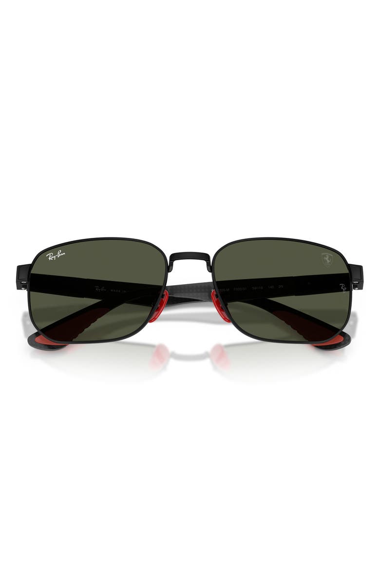 Ray-Ban 59mm Ferrari Irregular Sunglasses, Alternate, color, Matte Black / Green