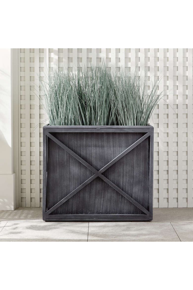 Terrazza Tall Rectangular Planter, Alternate, color, Black