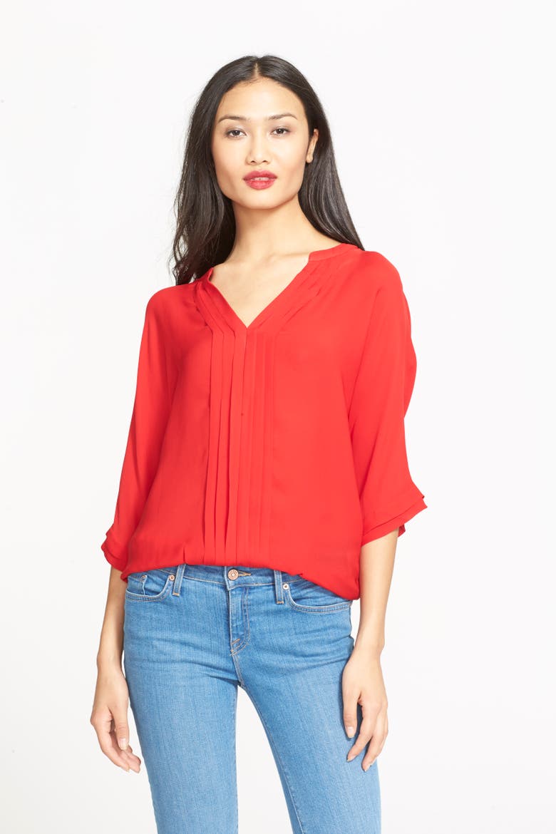 'Marru' Semi-Sheer Silk Blouse, Alternate, color, DEEP GARNET