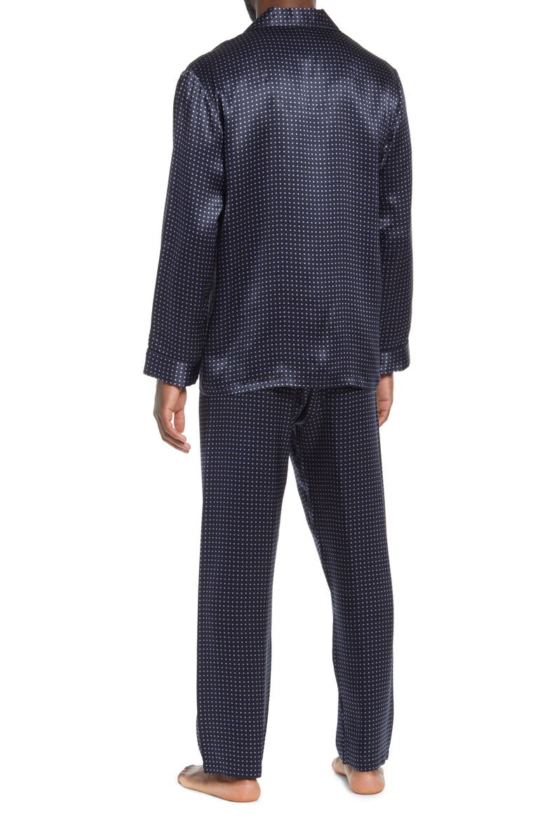 Dot Silk Pajamas, Alternate, color, NAVY DOT