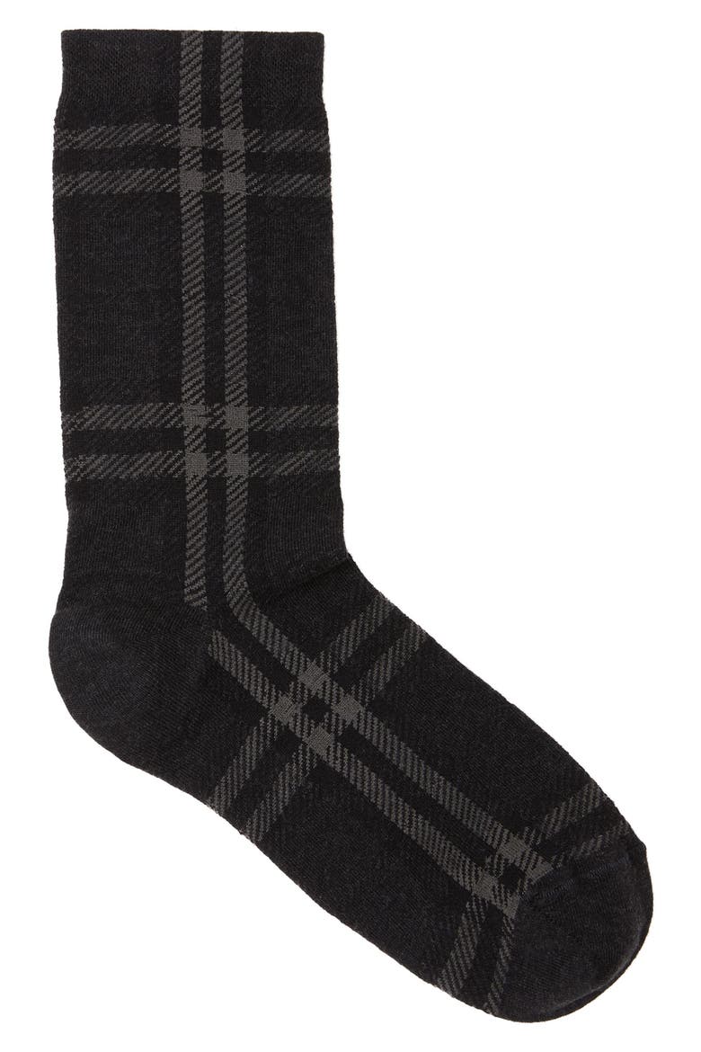 Check Ankle Socks, Alternate, color, DARK CHARCOAL