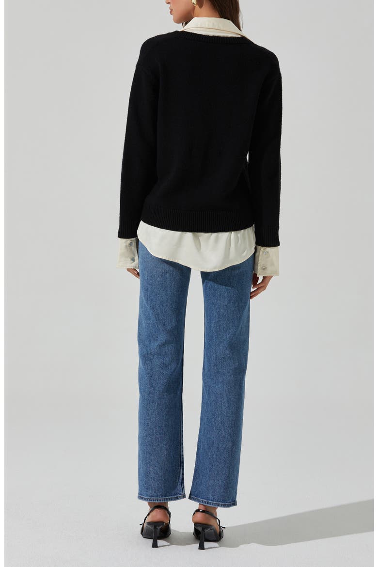 Jianna Layered Sweater, Alternate, color, BLACK CREAM
