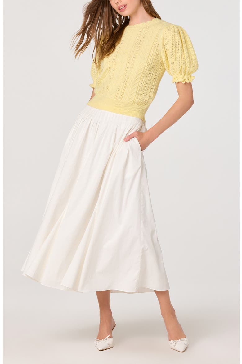 Sidra Pleated Cotton Midi Skirt, Alternate, color, WHITE