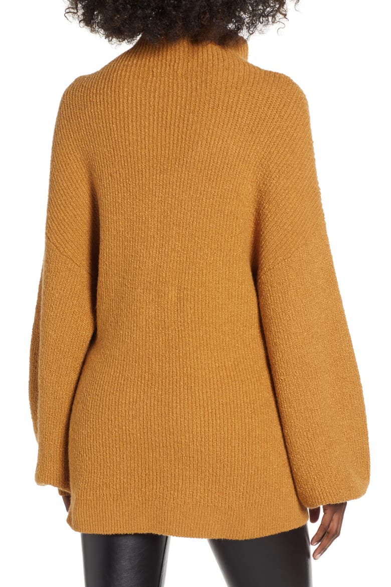 Knit Funnel Neck Tunic, Alternate, color, BROWN CATTAIL
