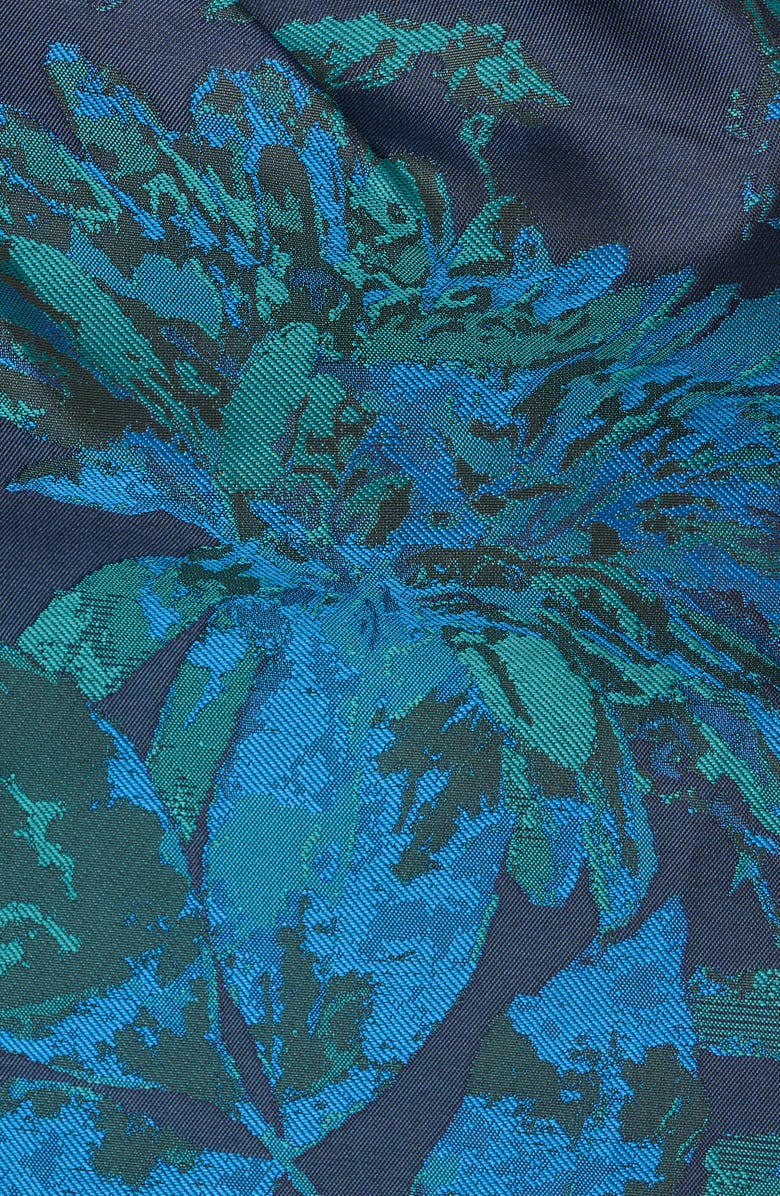 Adrianna Papell Strapless Draped Floral Jacquard Gown, Alternate, color, Cobalt Multi