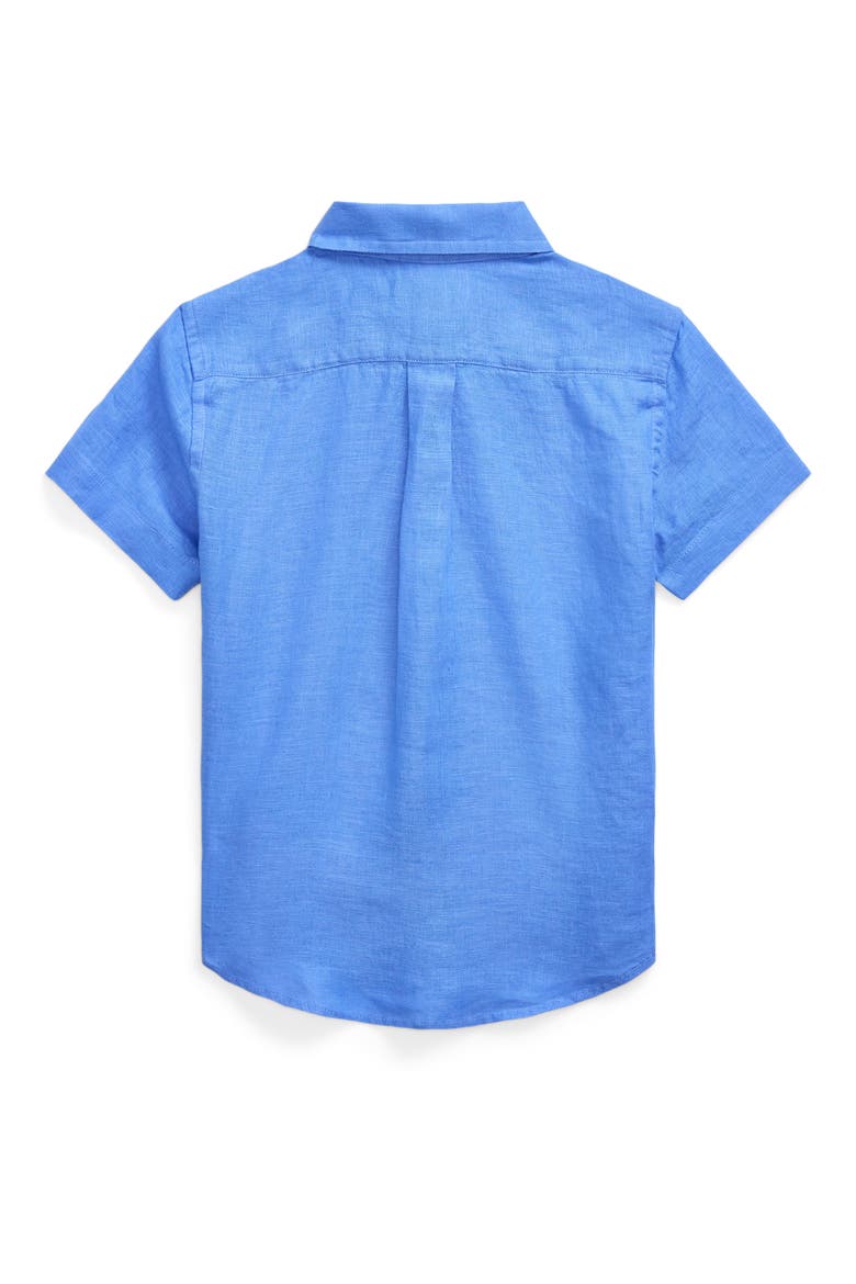 Kids' Linen Button-Down Shirt, Alternate, color, HARBOR ISLAND BLUE