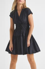 Derek Lam 10 Crosby Tora Shirred Waist Cotton Dress