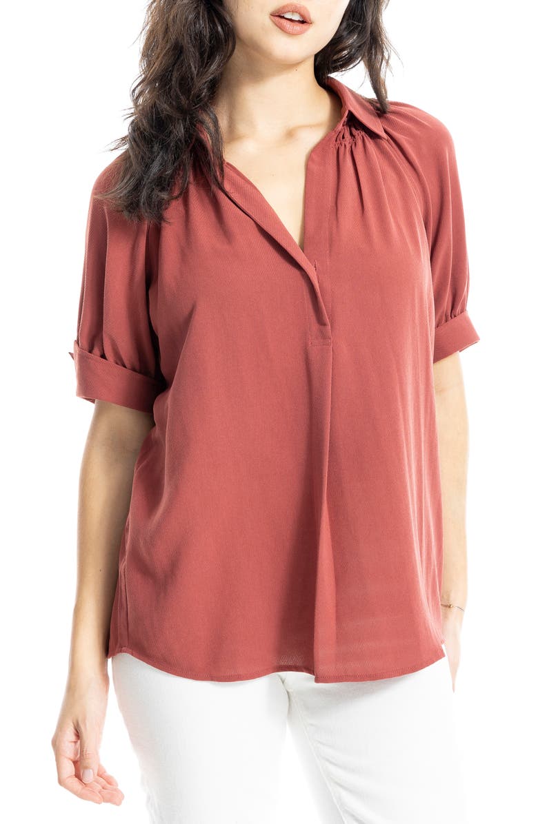 MAX STUDIO Textured Puff Sleeve Blouse, Alternate, color, Marsala
