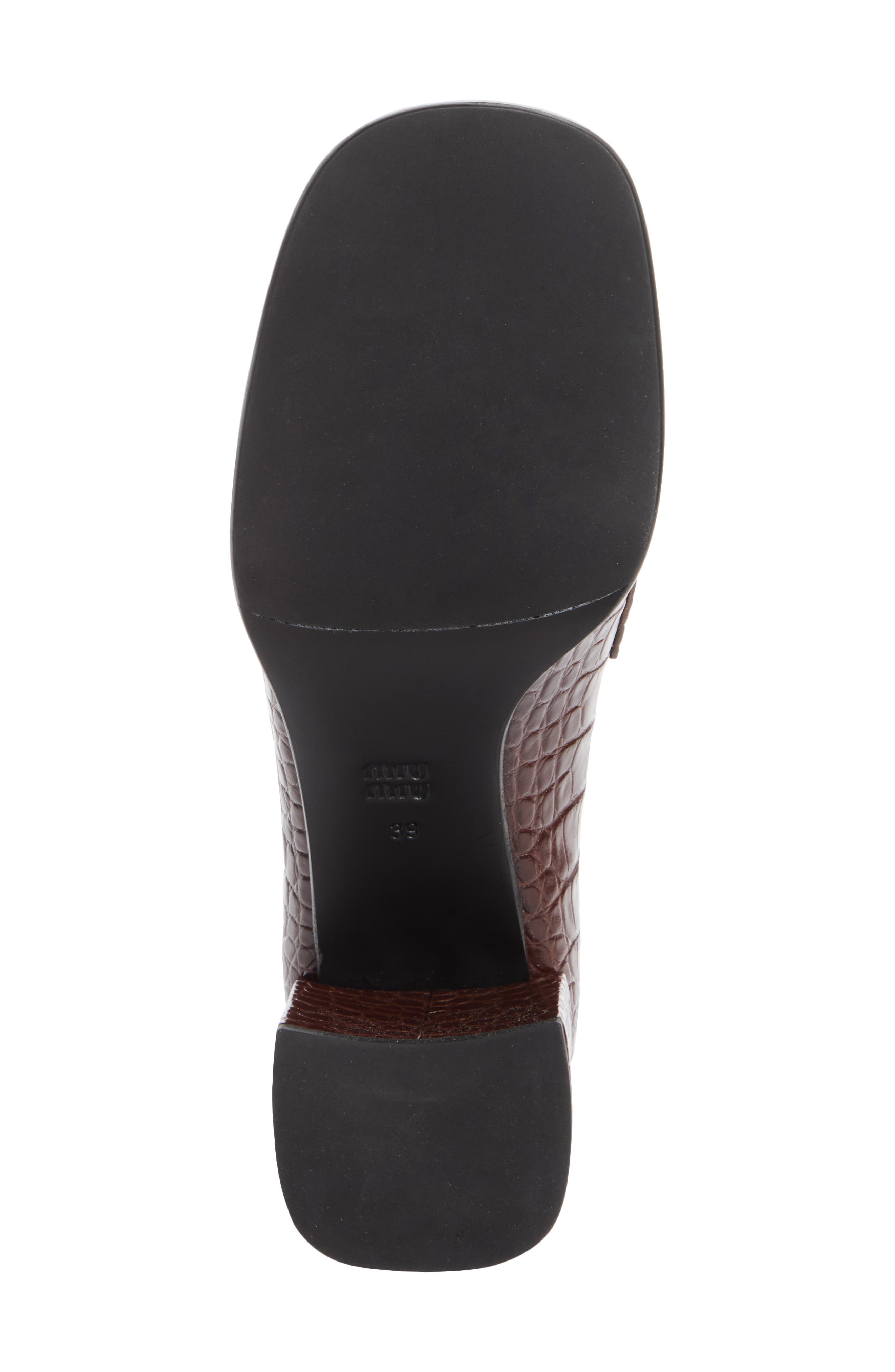 Croc Embossed Leather Loafer Pump, Alternate, color, CACAO