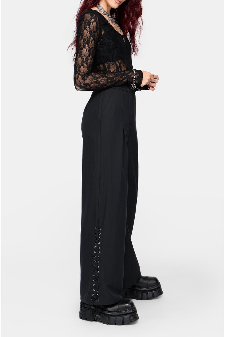 Devon Lace Up Wide Leg Trouser, Alternate, color, Black