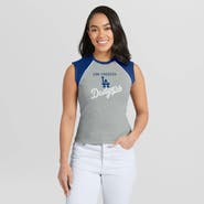 WEAR by Erin Andrews Women's WEAR by Erin Andrews  Heather Gray Los Angeles Dodgers Cropped Raglan Tank Top