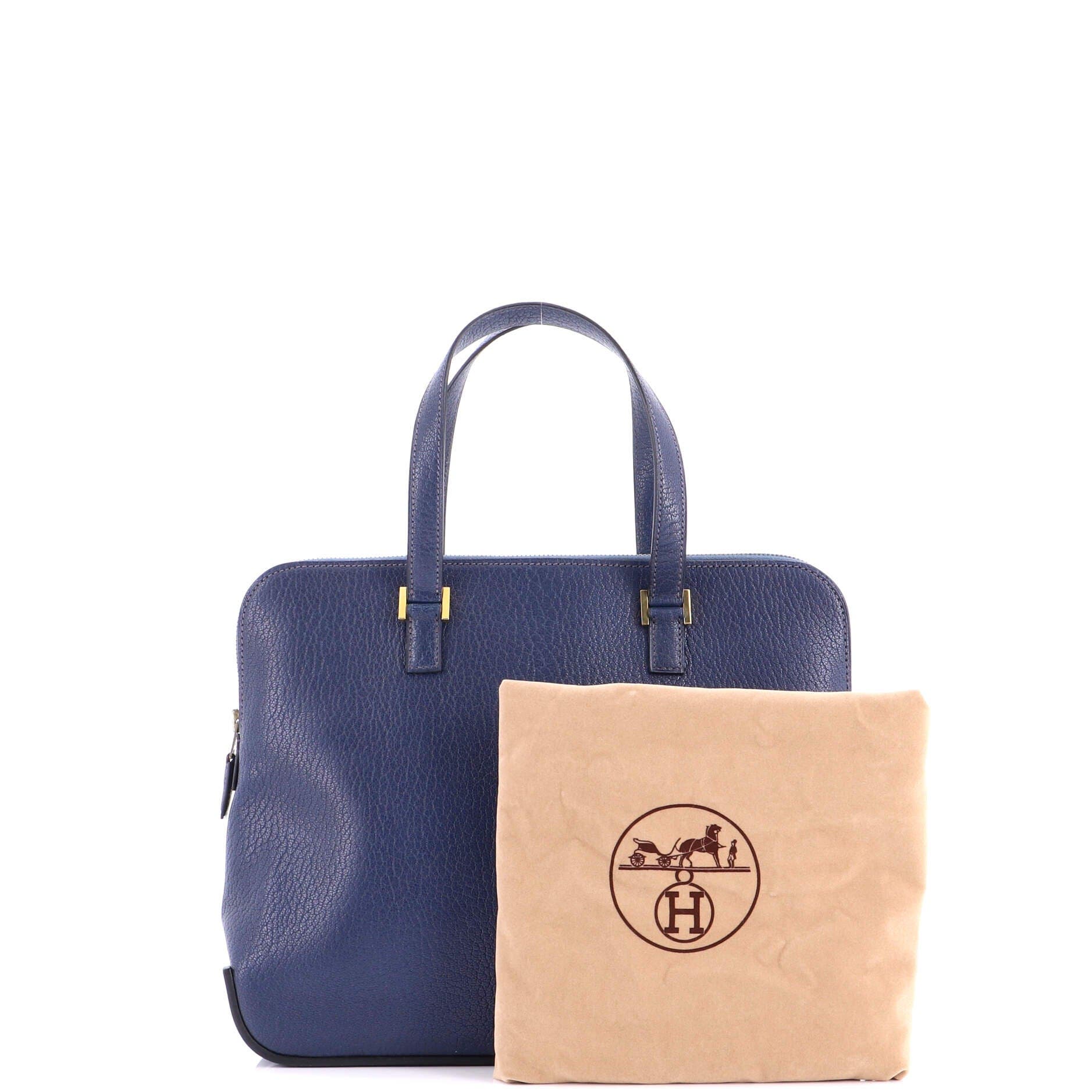 Pre-Owned Hermes Escapade Tote Chevre de Coromandel, Alternate, color, Bleu De Malte