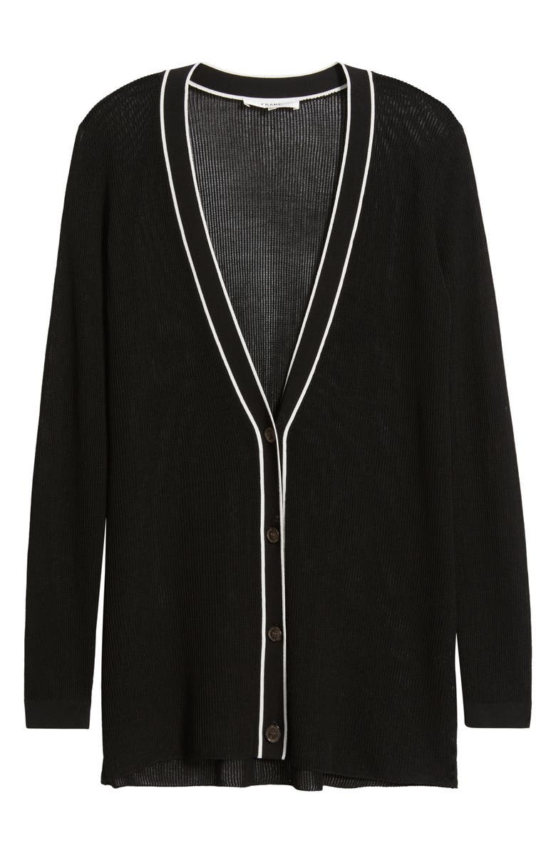 FRAME The Varsity Tipped Cardigan, Alternate, color, Black Multi