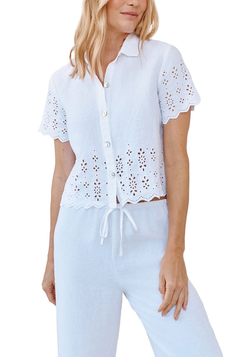 Bella Dahl Embroidered Boxy Shirt, Main, color, White