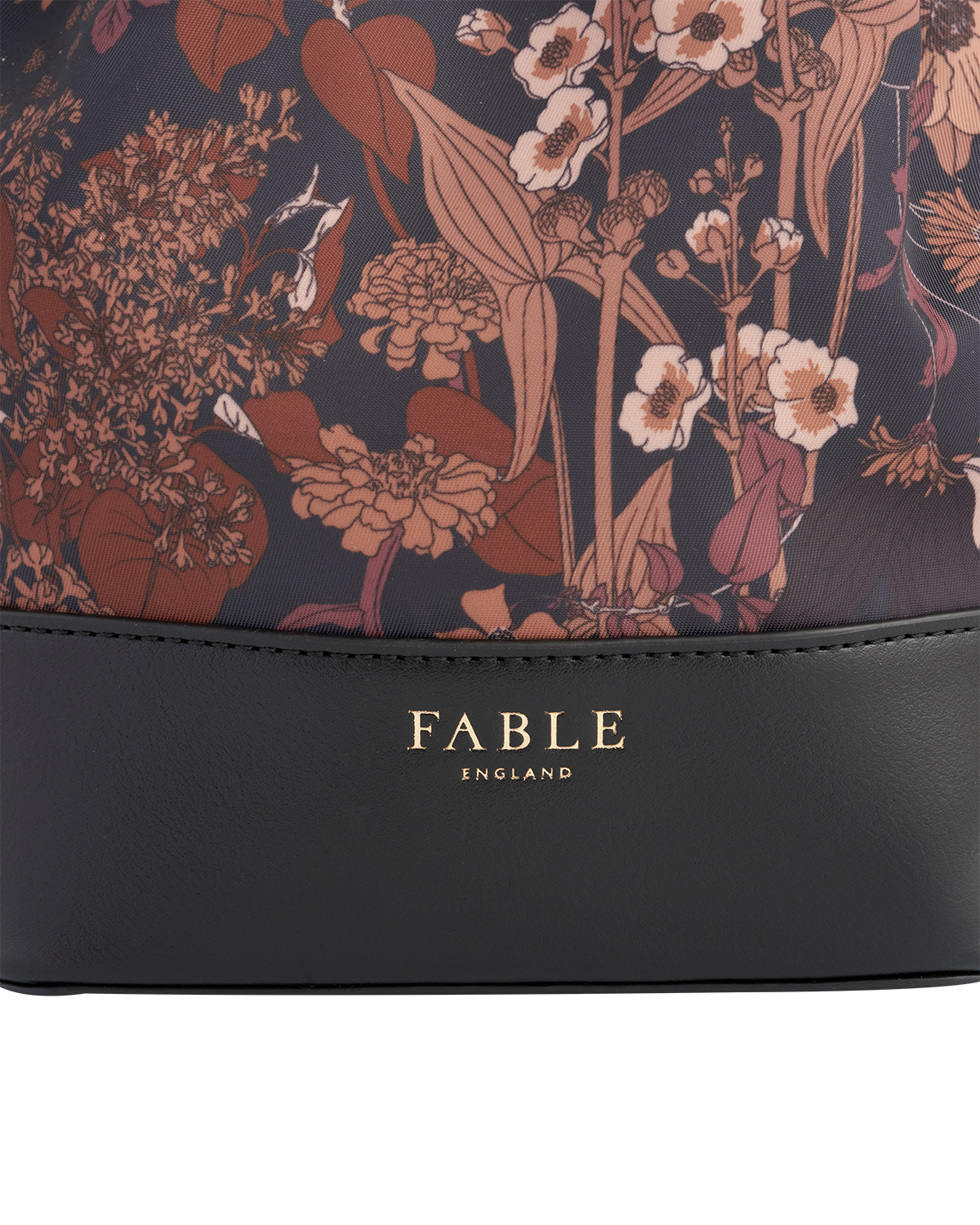 Fable England Deco Bloom Black Bucket Bag, Alternate, color, Black