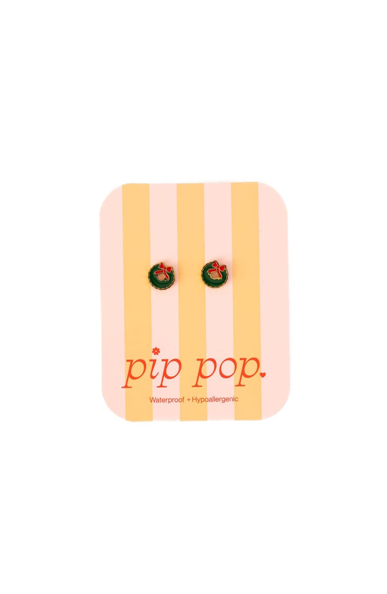 Pip Pop Wreath Stud Earrings, Alternate, color, Green