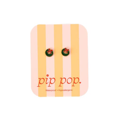 Pip Pop Wreath Stud Earrings In Green