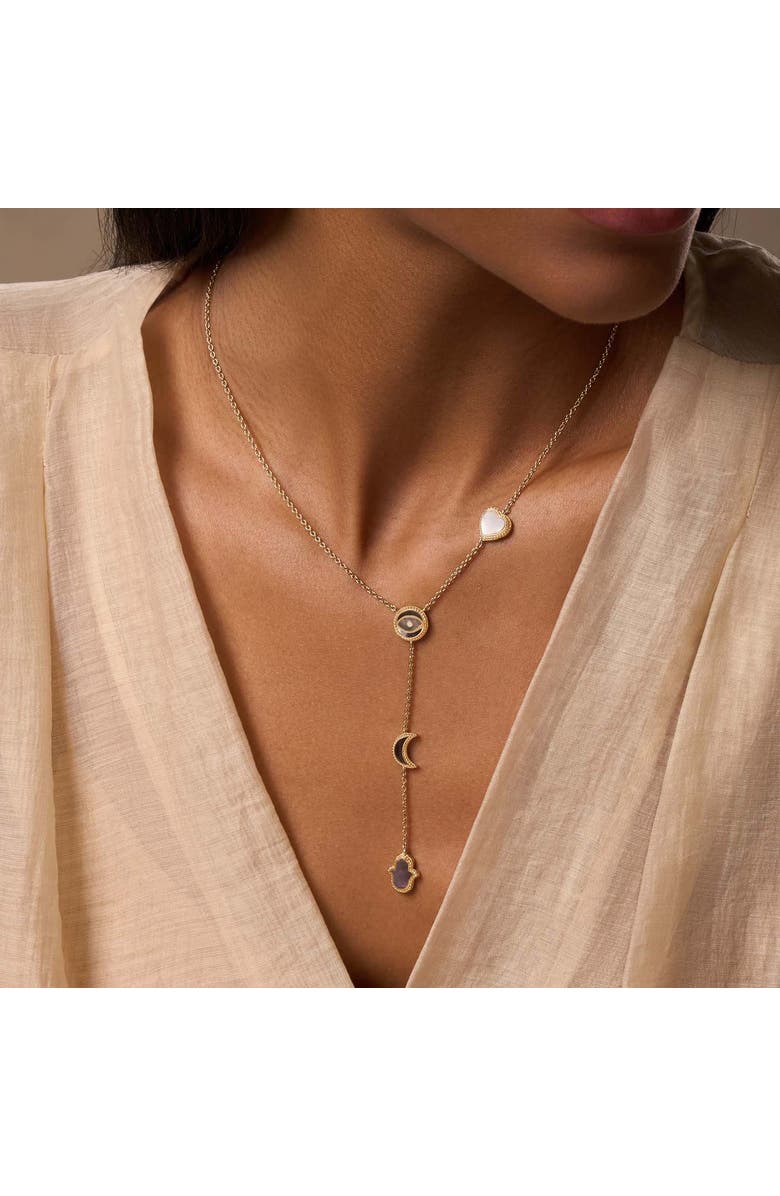 Karma and Luck Patient Mind Multi-Symbol Mother of Pearl Necklace, Alternate, color,