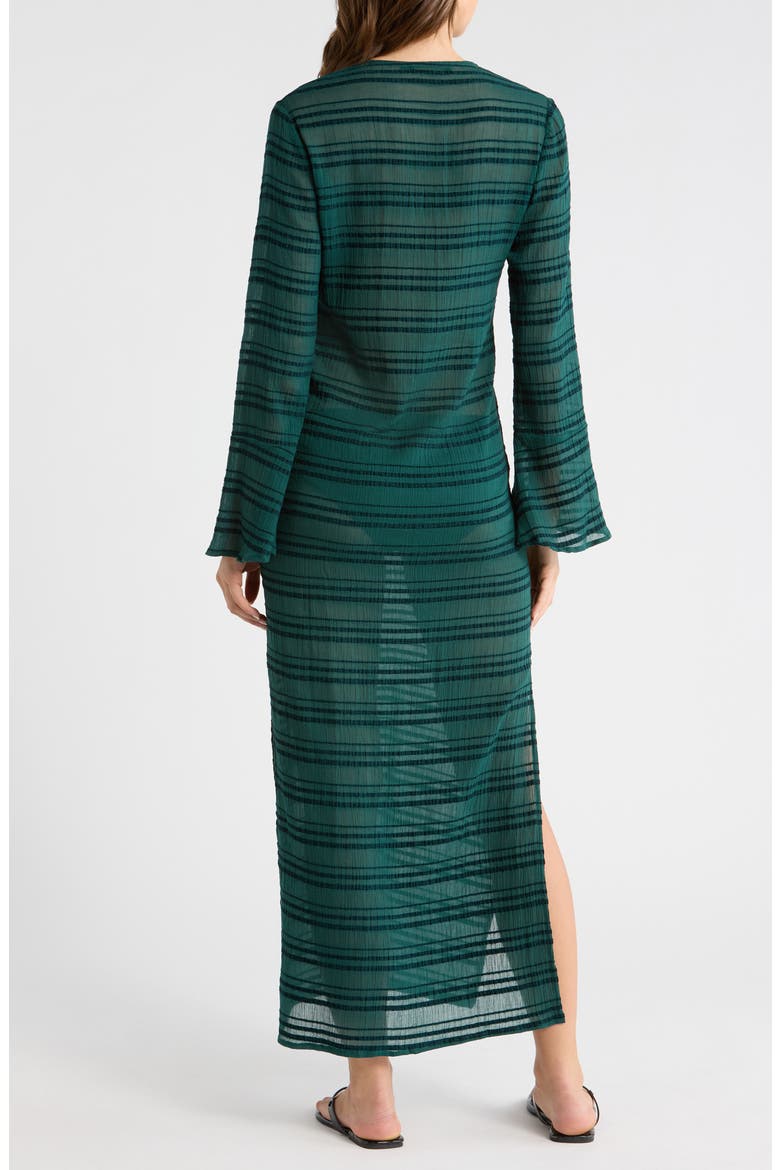 Solid Cali Stripe Midi Cover-Up Dress, Alternate, color, GREEN