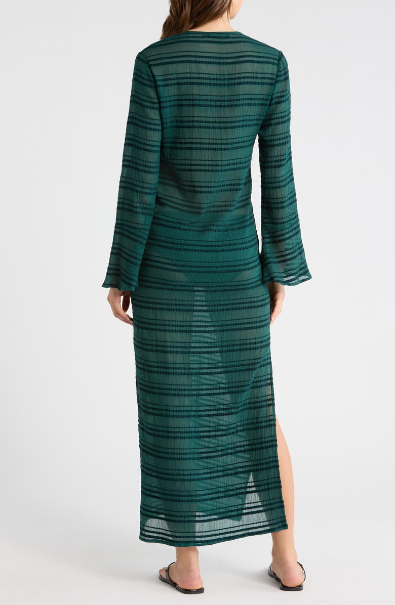 ViX Paula Hermanny Solid Cali Stripe Midi Cover-Up Dress, Alternate, color, Green