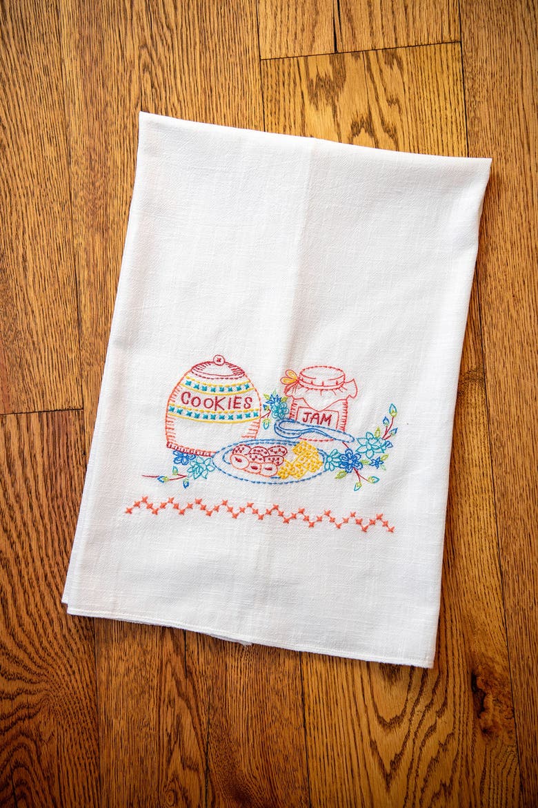 Baking & Cookies Embroidered Tea Towels, Set of 2, Alternate, color, White