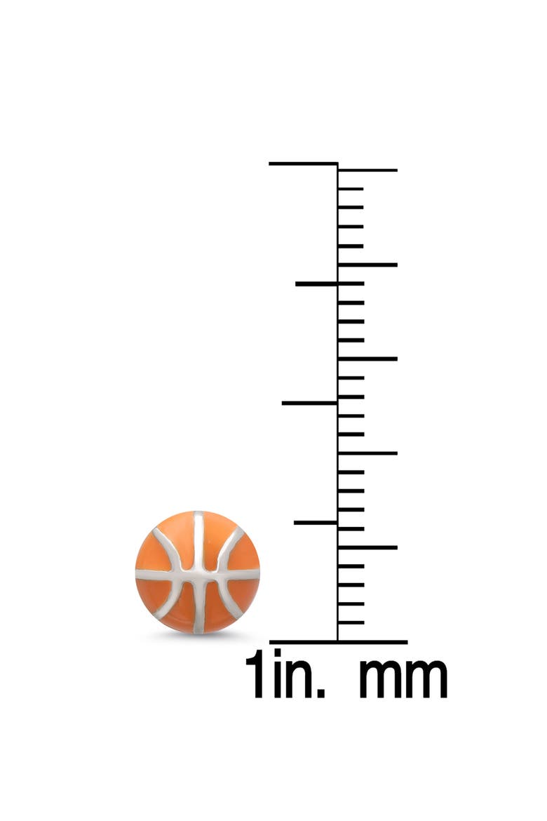 Kids' 3D Basketball Stud Earrings, Alternate, color, SILVER